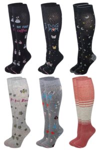 dr. motion women 6 pairs pack everyday compression knee high socks (assorted-b)