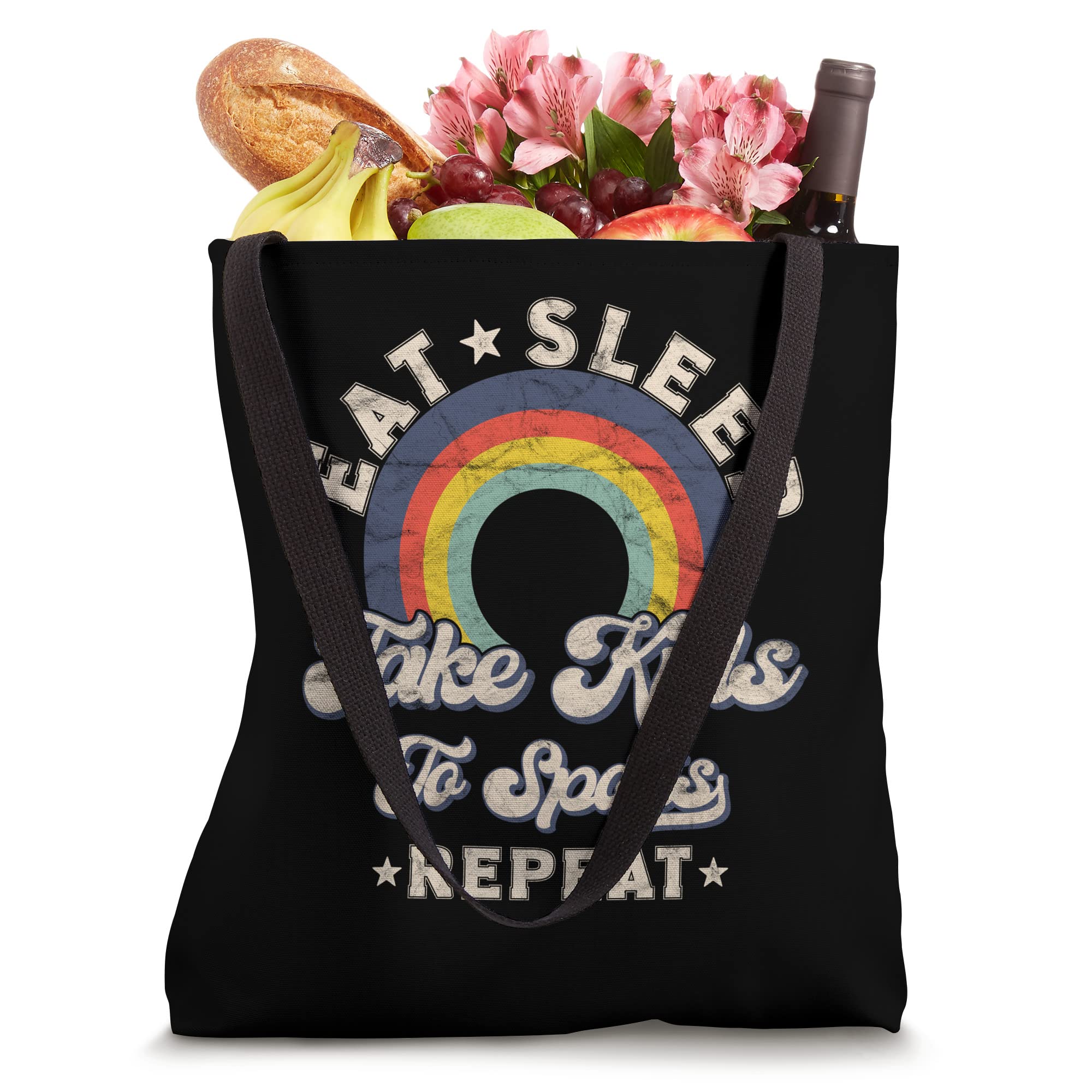 Eat Sleep Take Kids To Sports Repeat Retro Mom Life Tote Bag