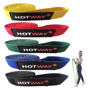 hotway long resistance bands set, fabric pull up assistance exercise bands for women, 5 pack thick cloth heavy duty stretch bands for full body workout & weight training (color)