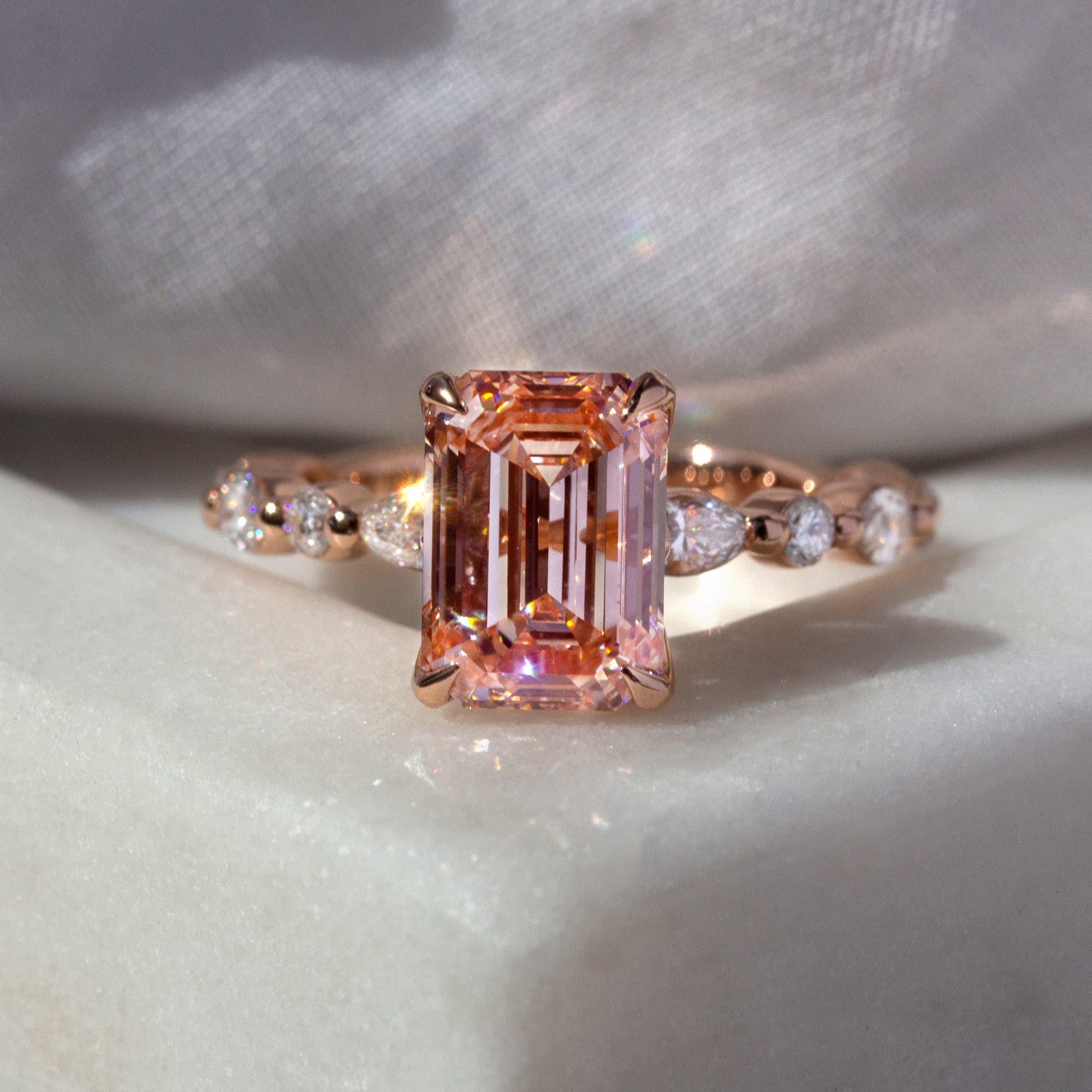 Kobelli 3.64ct.tw Pink Diamond Bubble Ring (IGI Certified) - 8.0