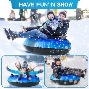 Snow Tube, WOLKEK 40 Inch 2Pack / 47 Inch 1Pack Snow Sled for Kids and Adult, Thickened Heavy Duty Hard Bottom Sleds for Snow with Handles, Winter Toys for Outdoor Sledding Snow Tube Sports