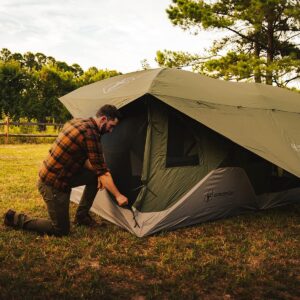 Gazelle Tents T3 Tandem GT350GR Pop-Up Portable Camping Hub Tent, Easy Instant Set up in 90 Seconds, Alpine Green, 6-Person, Family, Overlanding, 82" x 152"