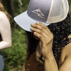 44N, Snapback Trucker Hat, Mountain (Heather Grey/Smoke Blue/Beige)