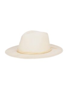 san diego hat co. women's faux suede wide brim floppy fedora with wrapped back knot trim, beige, one size