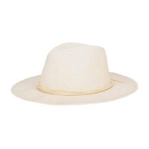 San Diego Hat Co. Women's Faux Suede Wide Brim Floppy Fedora with Wrapped Back Knot Trim, Beige, One Size