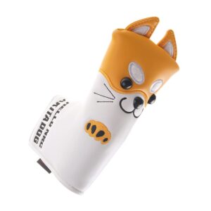 COOLSKY Golf Blade Putter Head Cover Cute Akita Dog Animal Cartoon Pattern Synthetic Leather PU Puppy Dog Headcovers Yellow