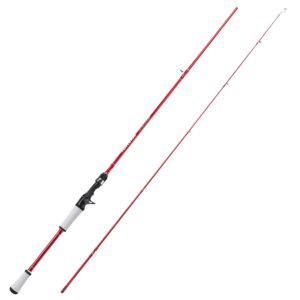 One Bass Fishing Rod, Spinning & Casting Fishing Pole with 30 Ton Carbon Fiber-6' Casting- Red