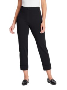 yogipace,belt loops,women's cropped yoga dress pants pull-on straight leg work pant,25",black,size m