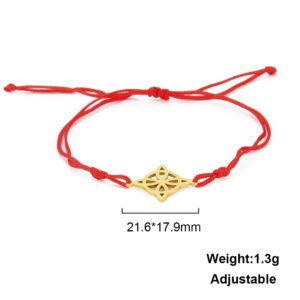 Dreamtimes Trendy Witch Knot Charm Bracelet Celtics Bracelet Geometric Women Female Stainless Steel Witchcraft Chain Bracelet Wiccan Jewelry for Women Vintage Om Yoga Bracelet (RED)