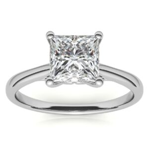 10K Solid White Gold Handmade Engagement Ring, 3 CT Princess Cut Moissanite Diamond Solitaire Wedding/Bridal Rings for Women/Her, Minimalist Rings Anniversary Ring For Gifts (6)