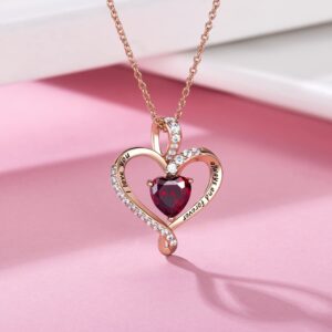 BlingGem Heart Necklaces for Women Birthstone Necklaces Jewelry for Women 925 Sterling Silver Necklace Womens Jewelry Love Diamond Pendant Necklace I Love You Always and Forever Fine Jewelry Birthday Anniversary Valentine's Day Mother's Day Christmas Gift