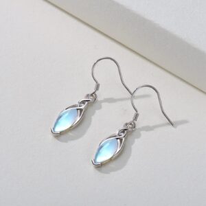 SCZKLAQ Celtic Moonstone Earrings 925 Sterling Silver Moonstone Earrings Irish Celtic Knot Moonstone Jewelry for Women