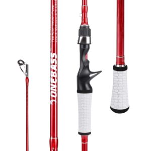 one bass fishing rod, spinning & casting fishing pole with 30 ton carbon fiber-6' casting- red