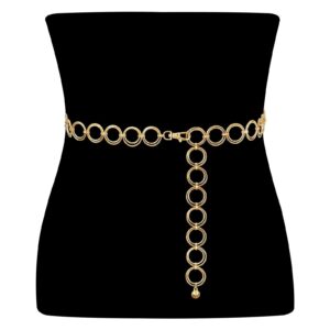 2pcs Gold Chain Belts for Women，Pirate Accessories Waist Dress Belt Set Long Tassel Body Chains for Dresses Jeans Jewelry (2 pcs, Alloy)