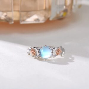 SCZKLAQ Triple Moon Ring for Women 925 Sterling SilverTriple Moon Goddess Rings Moonstone Rose Triple Moon Jewelry Gifts for Women