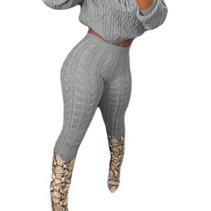 NRTHYE Hooded Sweater Two Piece Set Autumn Winter Women Solid Long Sleeve Crop Top And Pants Rib Knitted Suits Tracksuit