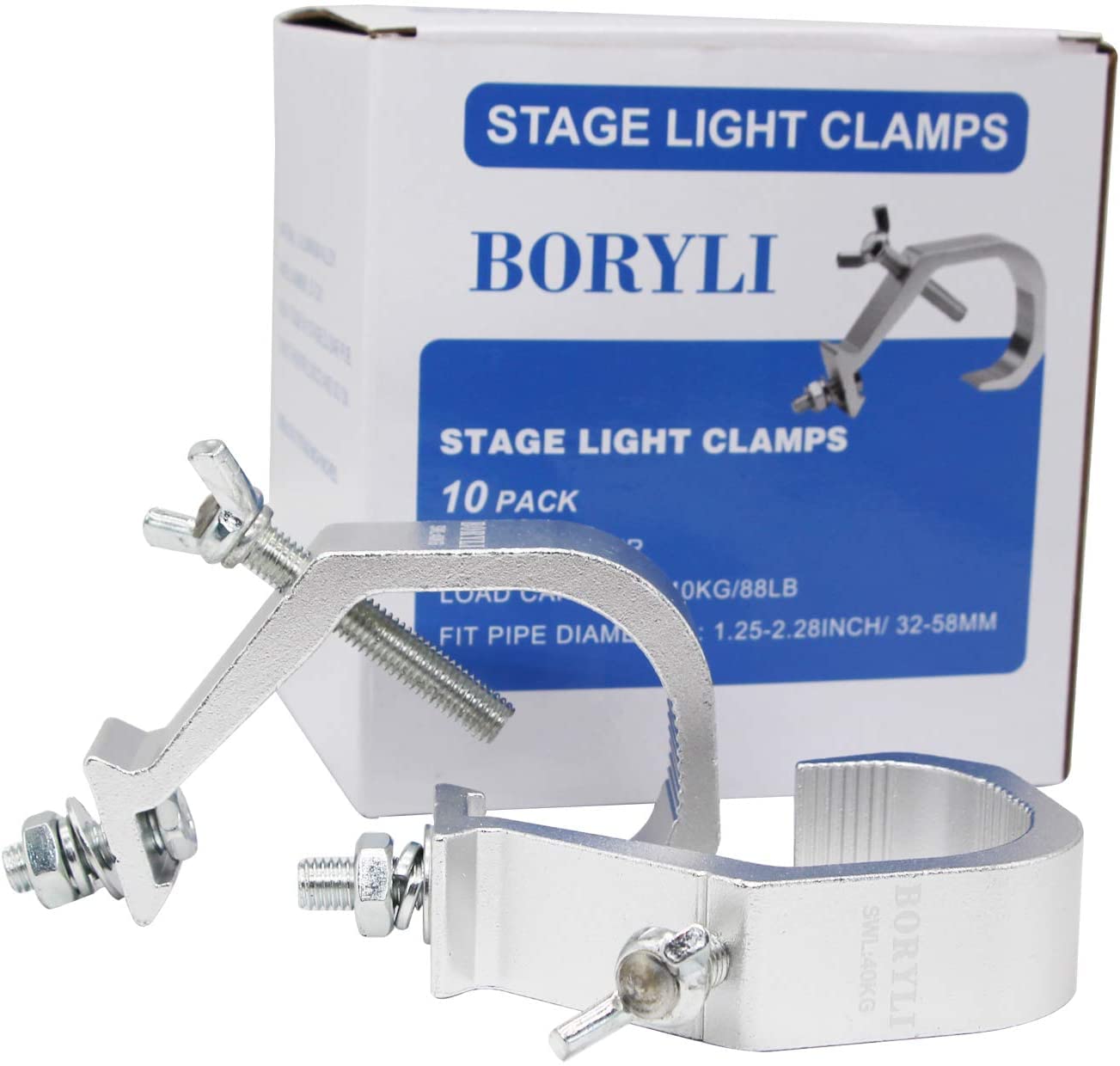 ASMSLIT 10 Pack 88lbs Heavy Duty Aluminum Alloy Stage Light Clamp,C-Clamp Safety Suitable for 32-58mm Pipe Diameter