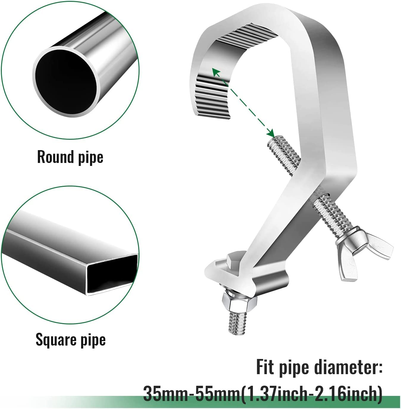 ASMSLIT 10 Pack 88lbs Heavy Duty Aluminum Alloy Stage Light Clamp,C-Clamp Safety Suitable for 32-58mm Pipe Diameter