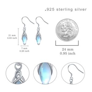 SCZKLAQ Celtic Moonstone Earrings 925 Sterling Silver Moonstone Earrings Irish Celtic Knot Moonstone Jewelry for Women