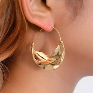 Gold Earrings Chunky Basket Fulani Earrings for Women Dangle Earrings Round Hammered Earring (Gold Silver Set)