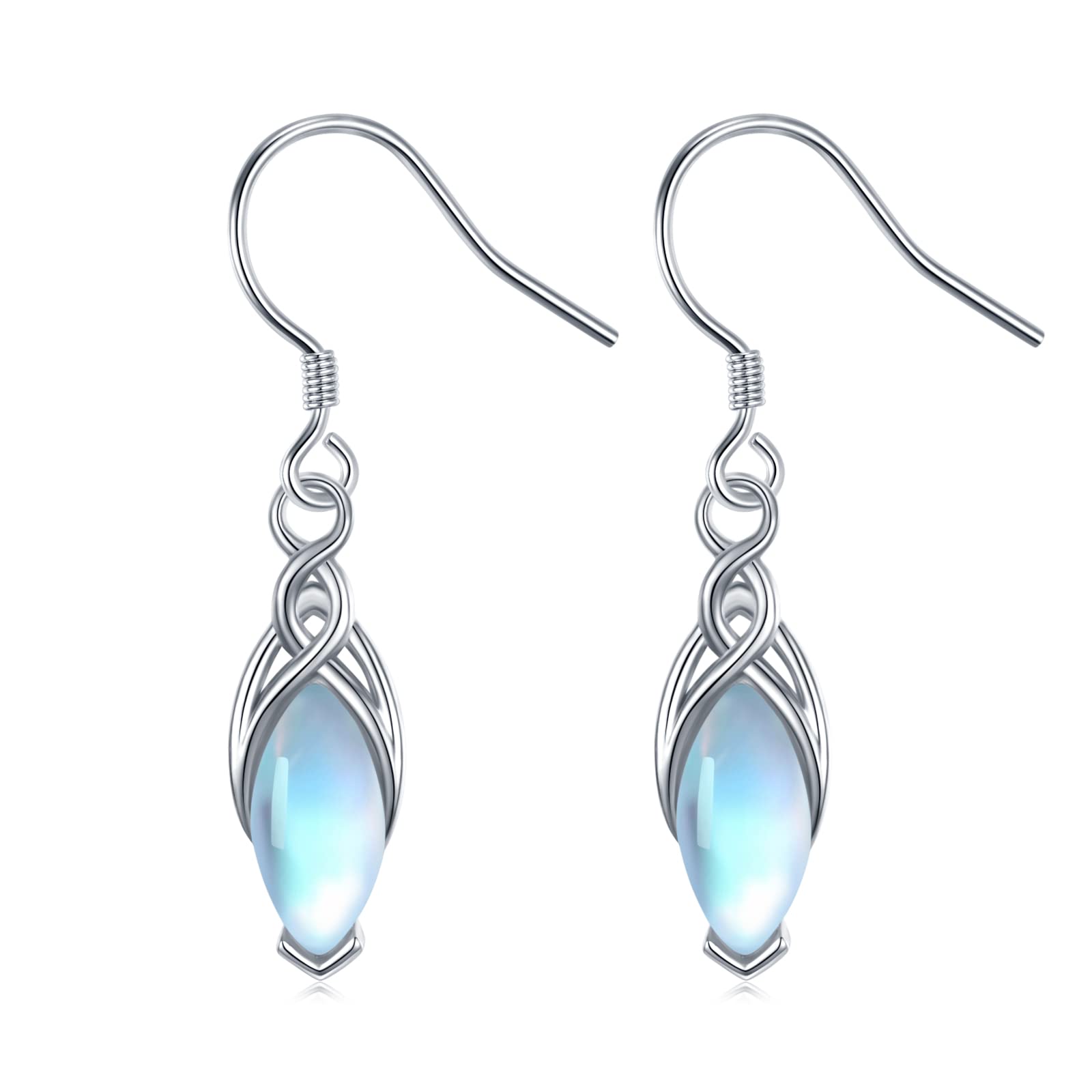 SCZKLAQ Celtic Moonstone Earrings 925 Sterling Silver Moonstone Earrings Irish Celtic Knot Moonstone Jewelry for Women