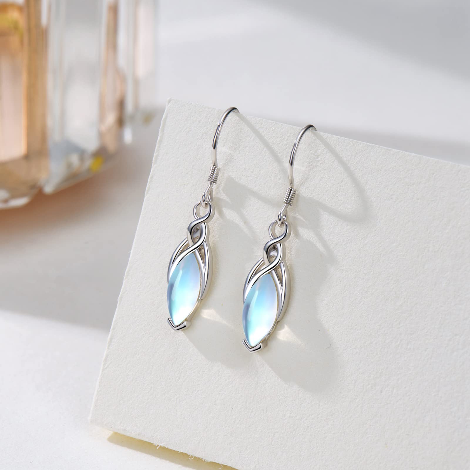 SCZKLAQ Celtic Moonstone Earrings 925 Sterling Silver Moonstone Earrings Irish Celtic Knot Moonstone Jewelry for Women