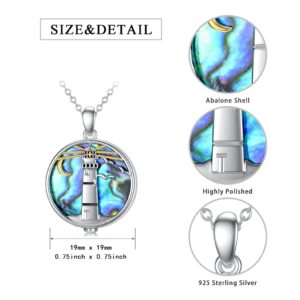 Dorunmo Lighthouse necklace 925 Sterling Silver Abalone Shell Lighthouse Pendant Necklace for Christmas Memory Jewelry Jewelry for Women Men