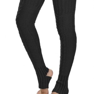 Women's Cable Knitted Thigh high Leg Warmers Extra Long Stirrup Over Knee High Warm Footless Socks Stockings