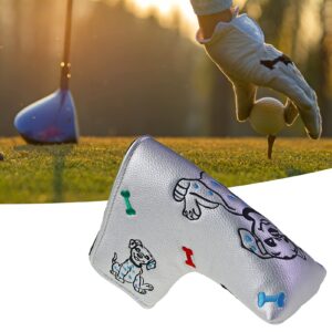 JENPECH Golf Head Cover Dust-Proof Water-Proof Accessory Dog Bone Golf Mallet Putter Head Covers Golf Thick Synthetic Leather Golf Iron Head Covers Set Headcover Fit All Brands White