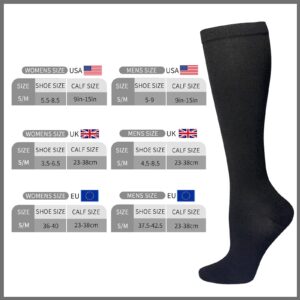 Compression Socks for Women & Men 5 Pairs 15-20 mmHg Support Socks for Women Compression Knee High Socks