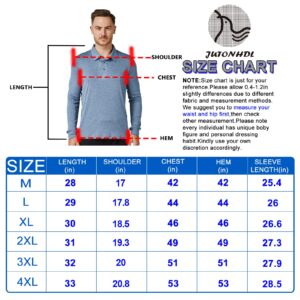 JUTONHDL Mens Long Sleeve Golf Polo Shirts with Seamless Moisture Wicking UPF 50+ Sun Protection for Fishing Running Hiking(H Sapphire Blue,3XL)