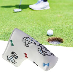 jenpech golf head cover dust-proof water-proof accessory dog bone golf mallet putter head covers golf thick synthetic leather golf iron head covers set headcover fit all brands white