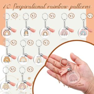 Unittype 30/50/100 Rainbow Keychain Inspirational Keychain Employee Appreciation Gifts for Coworkers Thank You Key Chains(50 Pcs)