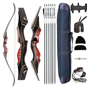 pmz recurve bow and arrow set, newset professional aldults archery hunting bow kit, 60'' wooden takedown bow, for youth beginners to advanced outdoor practice & hunting, right hand, 45 lbs