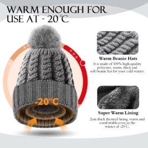 MooonGem Womens Winter Beanie Hats，Soft Beanie with Warm Lined Fashion Warm Chunky Soft Stretch Hats，Thick Knitted Ski Cap Warm Hat for Cold Weather Outdoor Activities Camping Hiking Skiing Grey