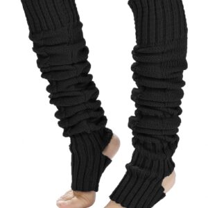 Women's Cable Knitted Thigh high Leg Warmers Extra Long Stirrup Over Knee High Warm Footless Socks Stockings