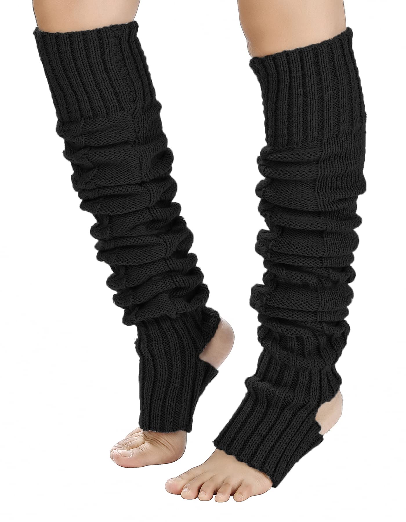 Women's Cable Knitted Thigh high Leg Warmers Extra Long Stirrup Over Knee High Warm Footless Socks Stockings