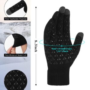 Gaoport 3pairs Winter Knit Gloves Women with Touchscreen fingers Anti-Slip Warm Texting Smart Phone Gloves for Men Cold Weather