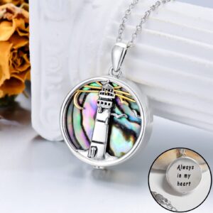 Dorunmo Lighthouse necklace 925 Sterling Silver Abalone Shell Lighthouse Pendant Necklace for Christmas Memory Jewelry Jewelry for Women Men