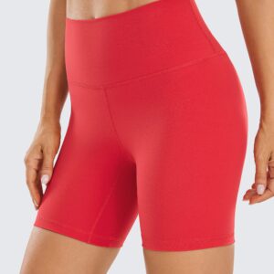 CRZ YOGA Women's Brushed Naked Feeling Biker Shorts 6'' - High Waist Matte Workout Gym Running Spandex Shorts Crimson Small