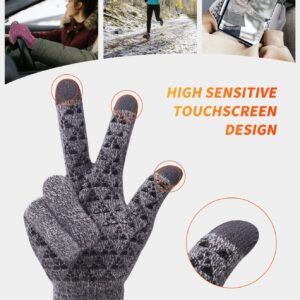 Gaoport 3pairs Winter Knit Gloves Women with Touchscreen fingers Anti-Slip Warm Texting Smart Phone Gloves for Men Cold Weather