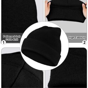 Jecery 80 Winter Beanies Hats Bulk for Homeless Cold Weather Thermal Stretch Caps Warm Knitted Cuffed Hats (Black,Dark Blue)