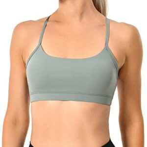 YUNOGA Women's Y Back Sports Bra Padded Racerback Spaghetti Thin Strap Support Workout Yoga Bra Regular (XS, Chinois Green)