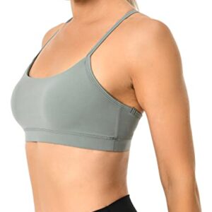 YUNOGA Women's Y Back Sports Bra Padded Racerback Spaghetti Thin Strap Support Workout Yoga Bra Regular (XS, Chinois Green)