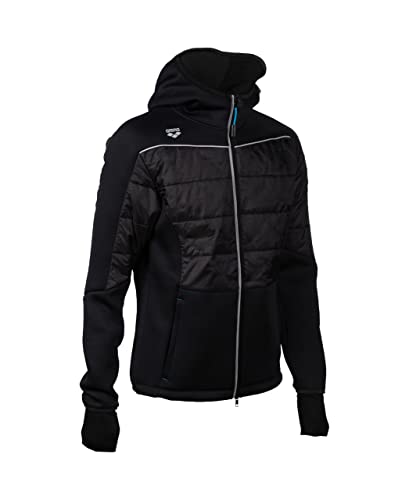 Arena Unisex Team Hooded F/Z Half-quilted Jacket, Black, X-Small