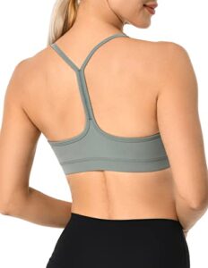 yunoga women's y back sports bra padded racerback spaghetti thin strap support workout yoga bra regular (xs, chinois green)