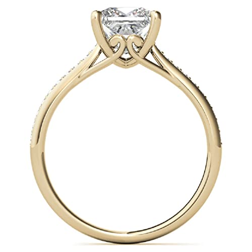 10K Solid Yellow Gold Handmade Engagement Ring, 2 CT Princess Cut Moissanite Diamond Solitaire Bridal/Wedding Ring for Women/Her, Minimalist Rings Anniversary Ring For Gifts (6.5)