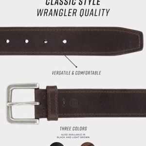 Wrangler Men’s Leather Country Casual Every Day Dress Belt for Jeans, Khakis Brown 36