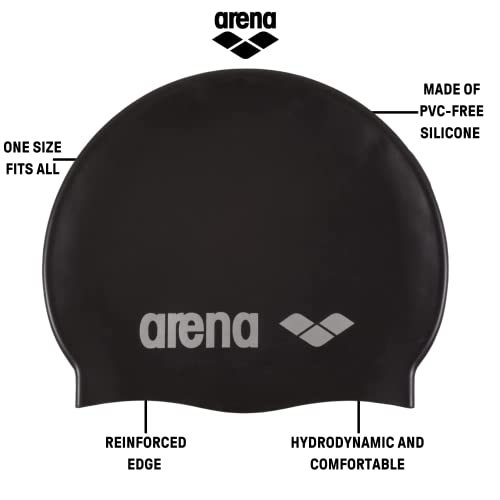 Arena HD Unisex Elastic Silicone Swim Cap for Adults, Training Water Sports Fitness Swimming Gear, Chlorine Protection Pool Hat, Choco, One Size