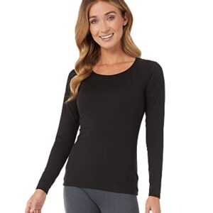 32 Degrees Women's Lightweight Baselayer Scoop Top | Long Sleeve | Form Fitting | 4-Way Stretch | Thermal, Black, Medium